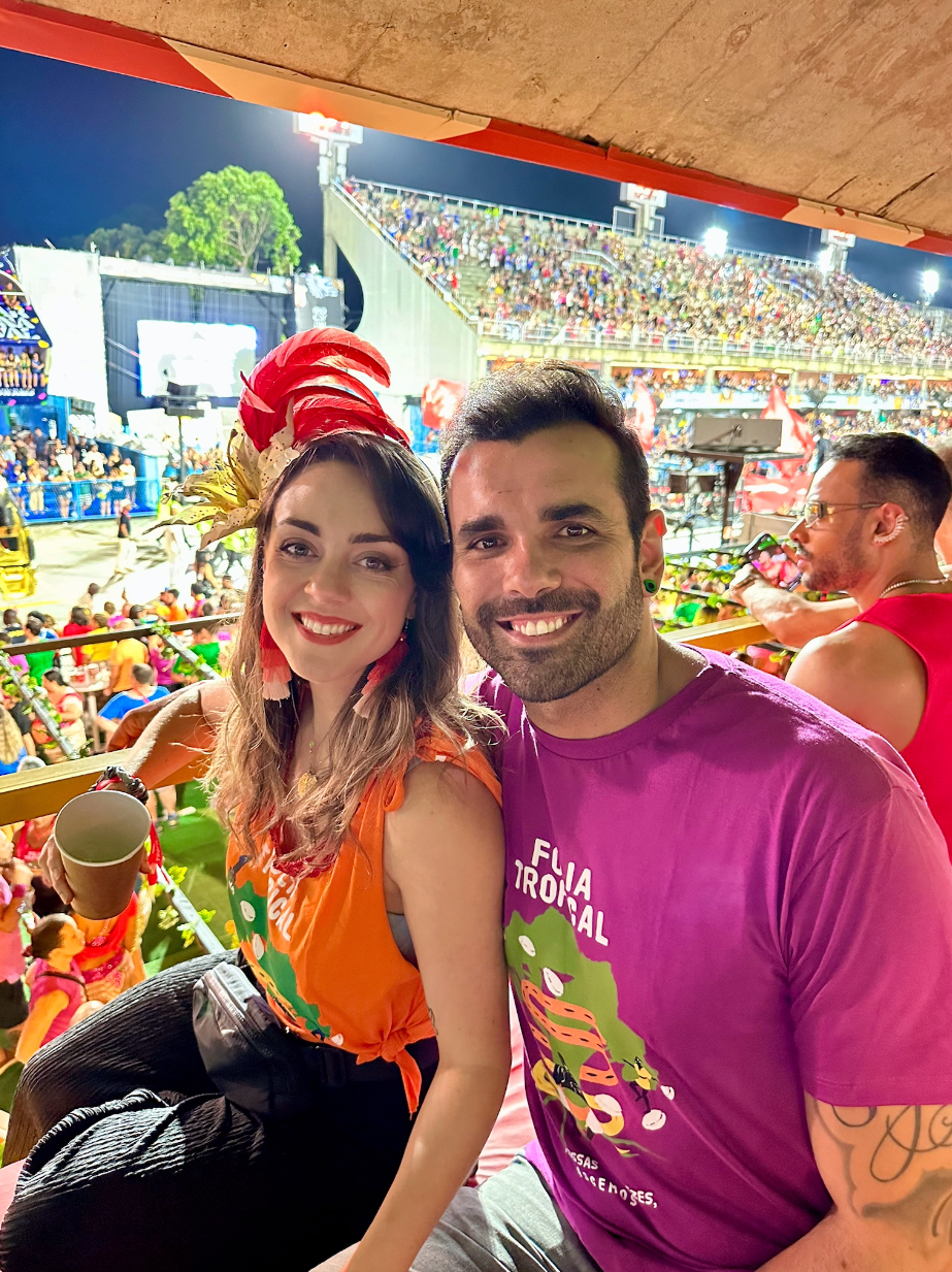 Hannah and partner celebrating at a soccer game